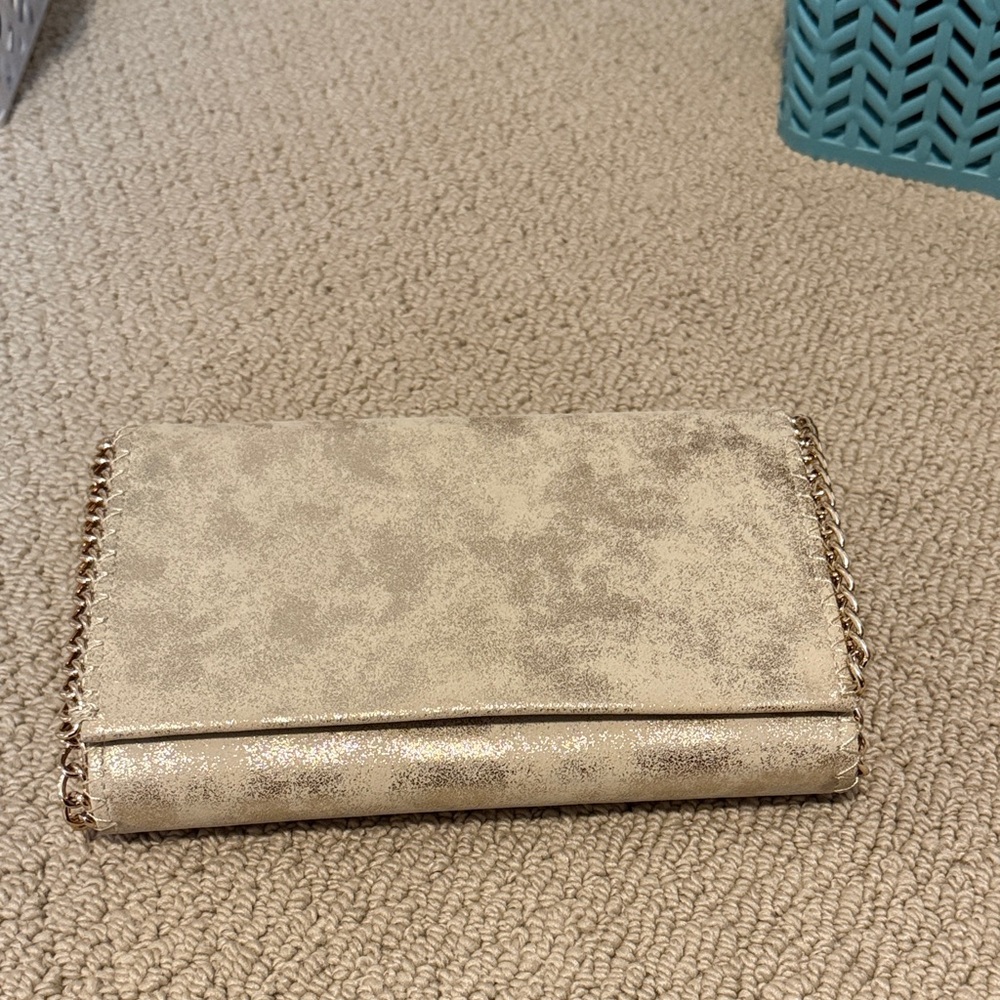 Elegant Cream Clutch with Chain Detail